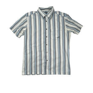 Kuhl Button Up Shirt Mens M Striped Seersucker Short Sleeve Hiking Outdoor